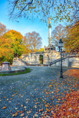 Amazing autumn view of Angel of Peace (Friedensengel) monument.