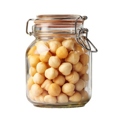 Delicious Macadamia Nuts in Glass Jar Perfect Snack or Gift isolated on transparent background