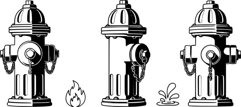 set of fire hydrant vector, vector and illustration, vector style