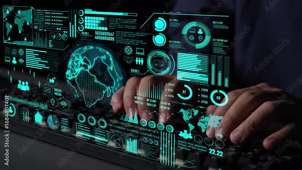 Poster data center monitoring dashboard visualize network performance, connection status, usage rate, and t