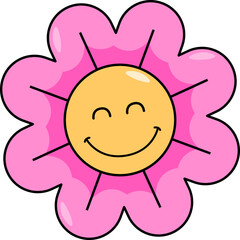 Smiling flower groovy daisy sunflower cute happy flower character