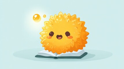 Cute cartoon creature reading book