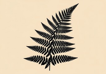 Detailed Black Fern Leaf Illustration.