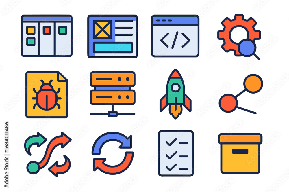 Poster set of icons for web design