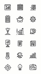 Fototapeta premium Black and White Business Icon Set Minimalist Corporate Design Elements for Presentations and Branding Materials