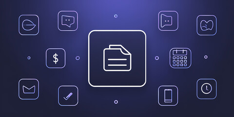 Fototapeta premium Central Dashboard Interface with Main Control Icon and Peripheral Status Indicators for System Monitoring