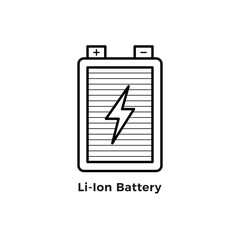 Lithium ion battery icon vector illustration. Editable stroke.