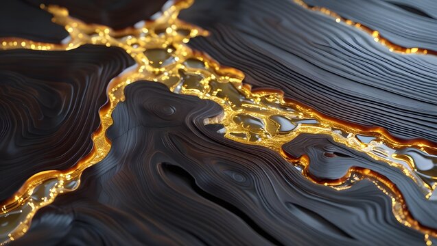 Polished wood with gold streaks