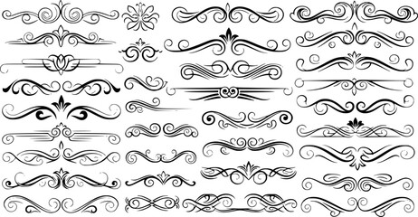 calligraphic ornamental divider collection line art silhouette vector illustration