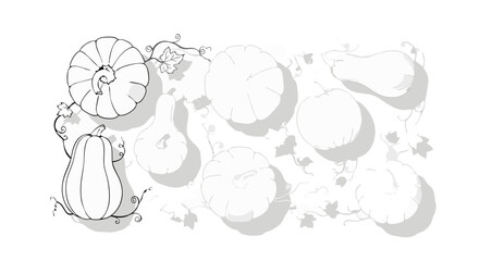 Minimalist Halloween Vector SVG Illustration with Pumpkins and Leaves in Flat Design Style