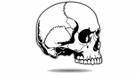 Vector Line Art Skull SVG Illustration with Minimalist Black White Style for Web Design