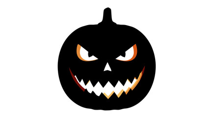 Fototapeta premium Vector Halloween Jack-o-Lantern SVG Icon with Menacing Face in Flat Design Style