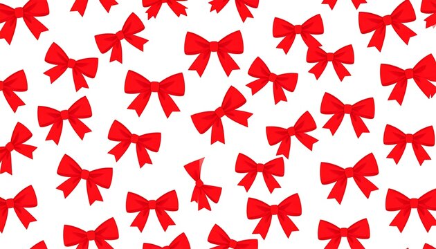 Red bows repeating pattern on white background
