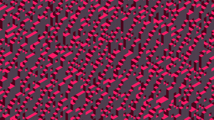 Voxel art texture with 3d cubes pattern creates depth and rhythm. Voxel cubes shaped like surreal maze or geometric stairs. Labyrinth of cubes. Minimal voxel art with axonometric perspective. Vector
