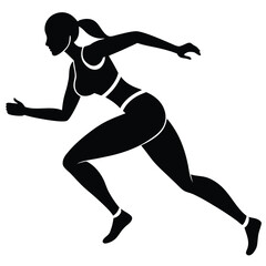 Fitness Woman Sprinting Flat Color Design