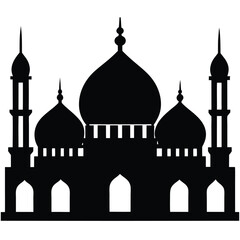 Grand Mosque With Multiple Domes Silhouette