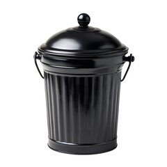 Elegant Black Metal Trash Can Design  Details isolated on transparent background