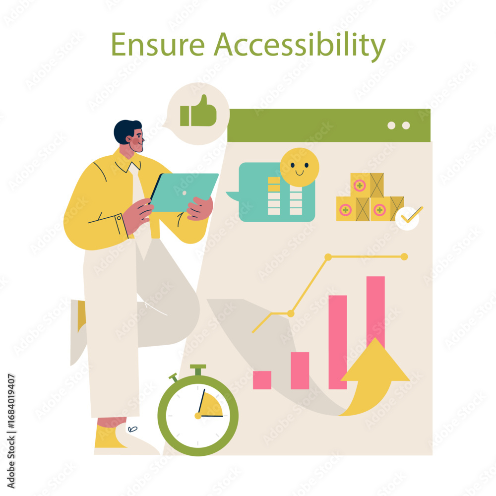 Poster accessibility concept with data and growth chart