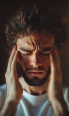 Fototapeta premium Concussion focus: cerebral harm, cranial strike, neural disruption, brain disorder, skull blow, cognitive decline, memory problem, sensory change, motor weakness, mental strain, head condition trauma