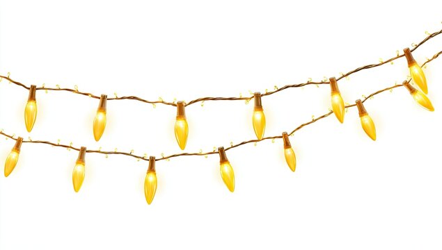Warm yellow string lights on a white background - Powered by Adobe