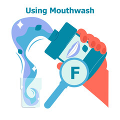 Illustrated Close-Up of Pouring Mouthwash into a Glass