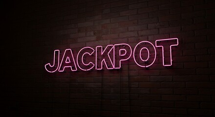 Glowing Jackpot Sign on Brick Wall Capturing Success and Excitement
