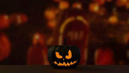 The Black Pumpkin for Halloween orHoliday concept 3d Rendering.