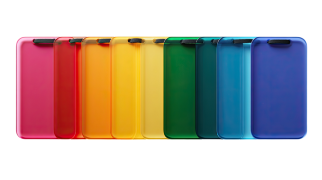 Colorful phone cases in a spectrum of colors