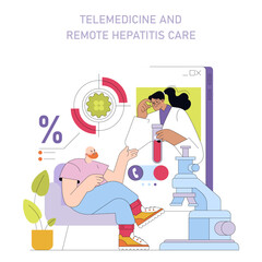Telemedicine Vector Illustration of Remote Hepatitis Care