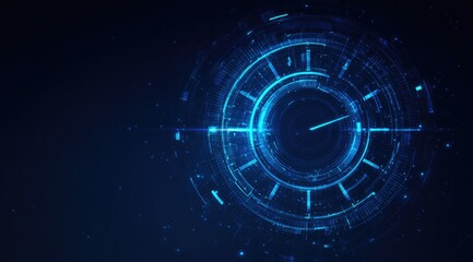 Abstract digital clock in glowing blue