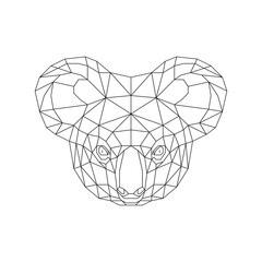 Discover the artistic charm of a geometric koala face, a modern and minimalist design perfect for creative projects and unique branding, offering a stylish animal aesthetic.