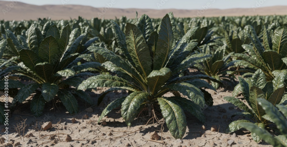 Poster medium shot capturing genetically modified grazing crops engineered for extreme drought tolerance hi