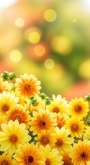 Obraz premium Closeup of Vibrant Yellow and Orange Flowers.