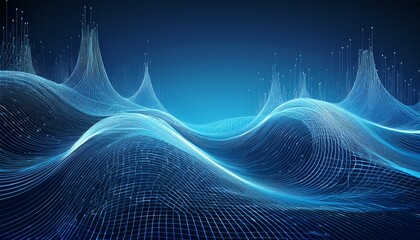 digital waves intersect tech network abstract lines blue background subtle visual