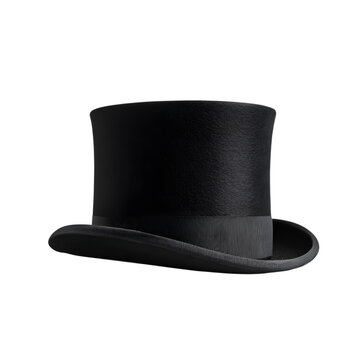 Classic Black Top Hat Elegant Headwear for Formal Events isolated on transparent background