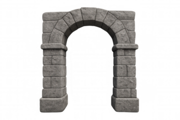 Realistic stone archway isolated on transparent background, ideal for photo manipulations and architectural visualizations