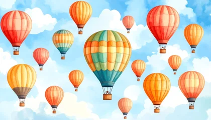 Wanddecoratie Luchtballon Colorful hot air balloons in a vibrant sky  © BUJANG