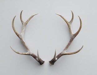 Obraz premium Pair of deer antlers, light gray background. Symmetrical, forming a circle