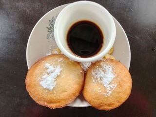 Fried ice cream. Dessert. Asian cuisine 