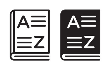 Vocabulary Icon set in black color for ui designs