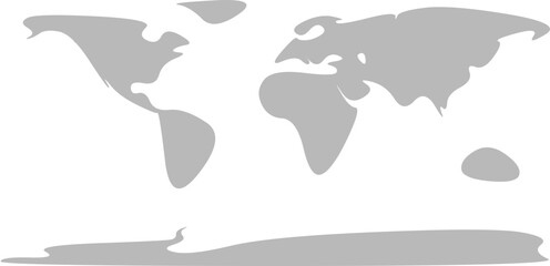 Simplified world vector map in artistic style with smooth land outlines (PPT-compatible & fully editable)