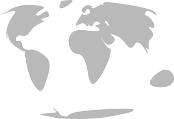 Simplified world vector map in artistic style with smooth land outlines (Mollweide projection, PPT-compatible & fully editable)