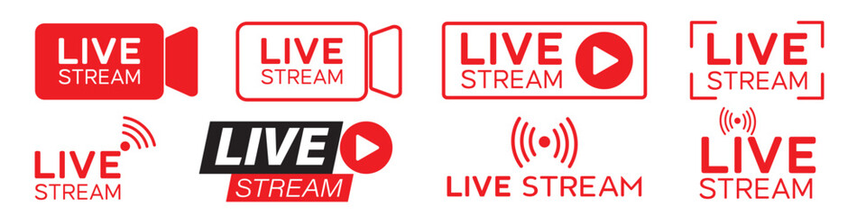livestream icon. Red color vector icon illustration