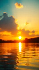 Golden Sunset Reflection on Water Surface vertical