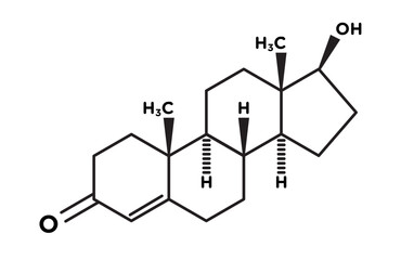 Testosterone molecular structure vector sign.