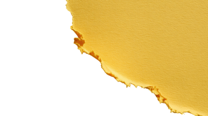 A torn piece of gold-toned paper against a black background. The paper's edge is ragged, showing unevenly torn, textured edges