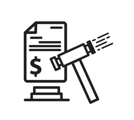 Penalty icon vector, black outline vector icon