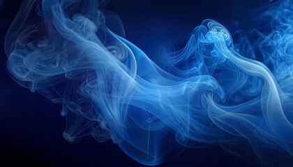 Enigmatic blue smoke swirls on dark background