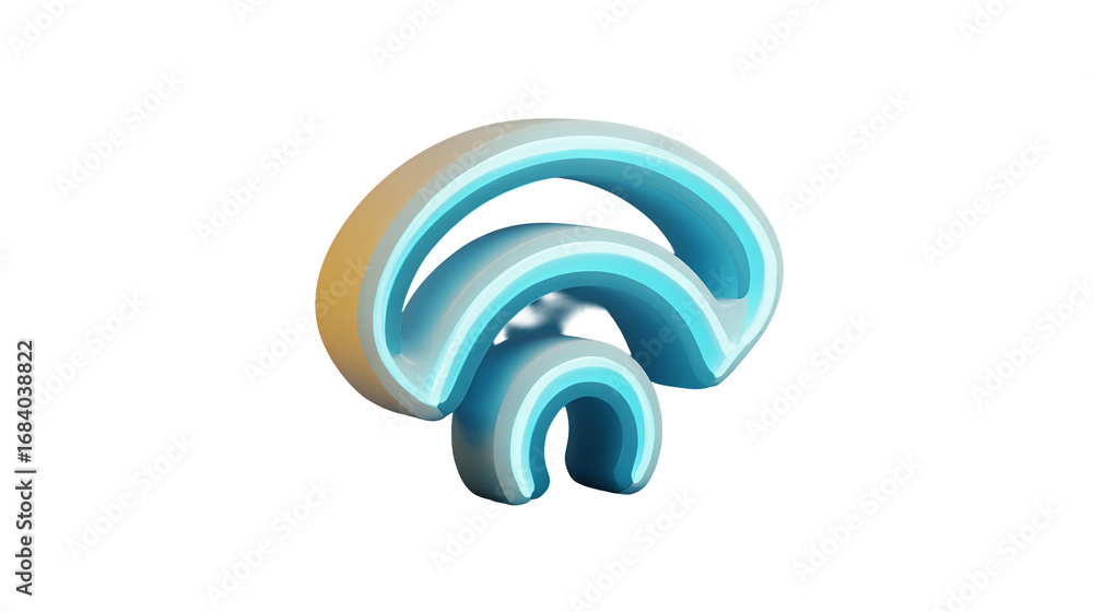 Poster luminous wifi signal icon with gradient color scheme on transparent background