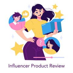 Influencer Reviews Product in Animated Vector Illustration